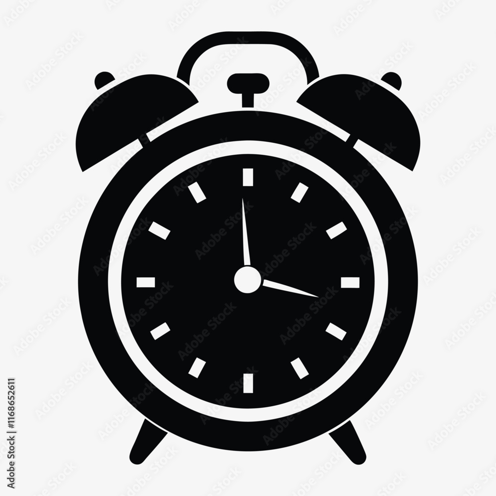 alarm clock silhouette vector with a white background. alarm clock silhouette vector with a white background.