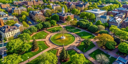 Aerial View of Wooster Square Park, New Haven, Connecticut - Lush Green Space photo