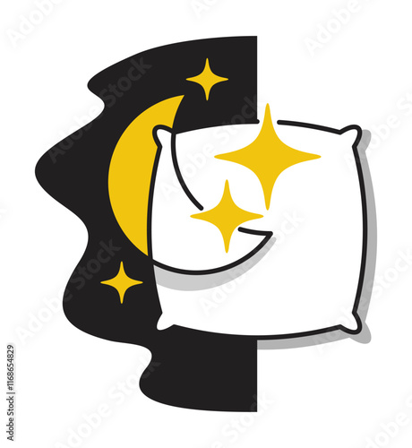 Sleeping pills logo template - Moon, stars and pillow