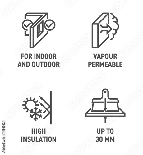 Plaster for preparing a basis - icons set in bold line