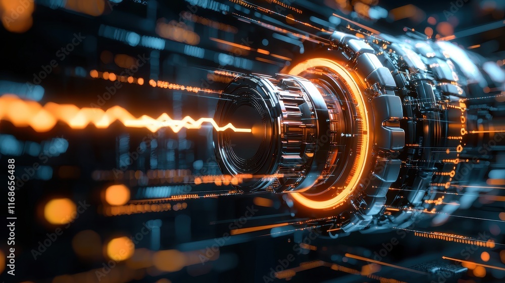 Futuristic Technology Concept with High-Tech Energy Flow and Digital Circuitry in Background Futuristic Technology Concept with High-Tech Energy Flow and Digital Circuitry in Background
