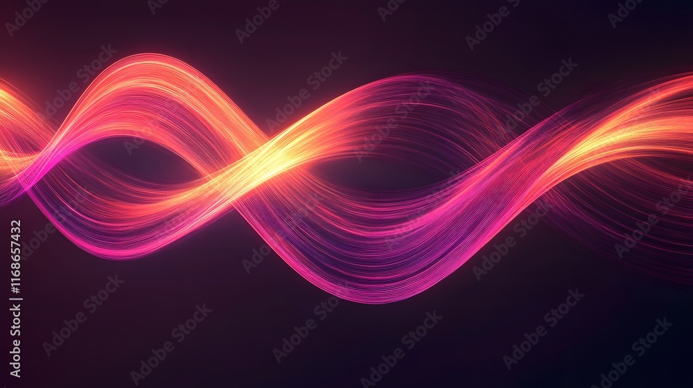 Fototapeta premium Abstract glowing pink and orange wave lines