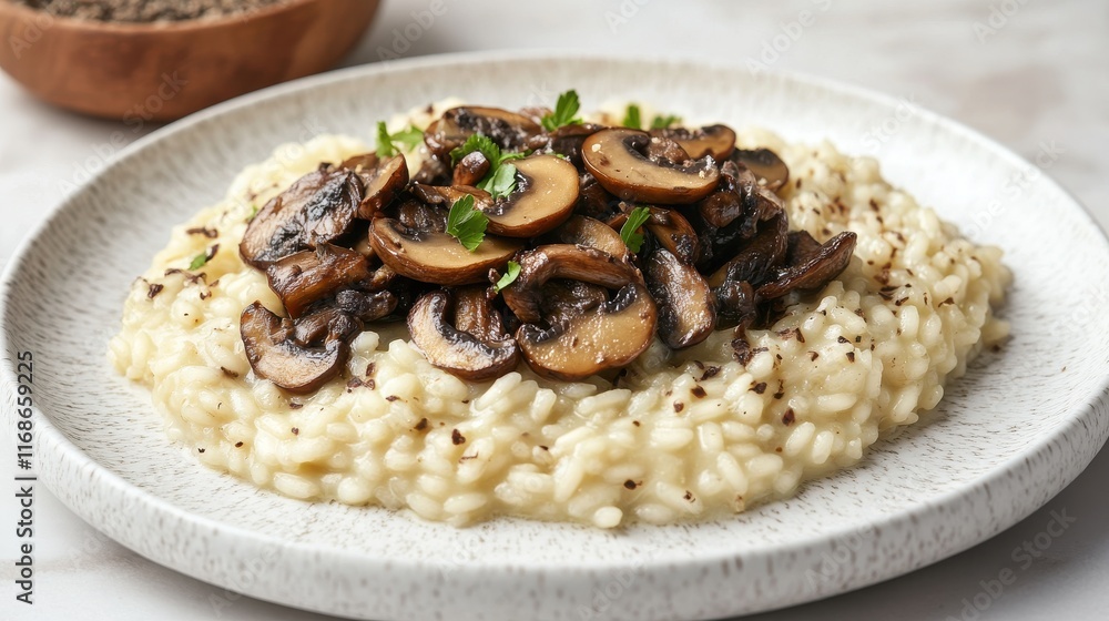 Risotto with sauteed wild mushrooms and truffle oil Risotto with sauteed wild mushrooms and truffle oil
