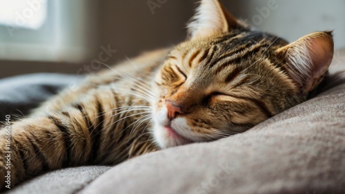 cat sleeping on a bed