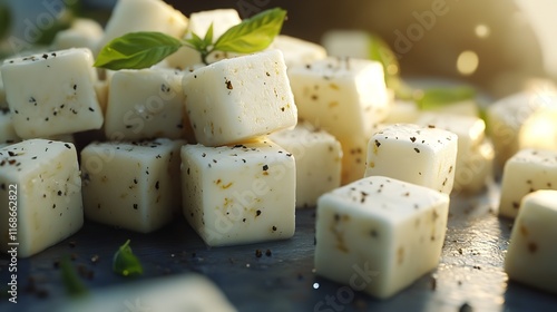 Diced Cubes of Pepper Jack Cheese with Visible Flecks 8K Realistic

 photo