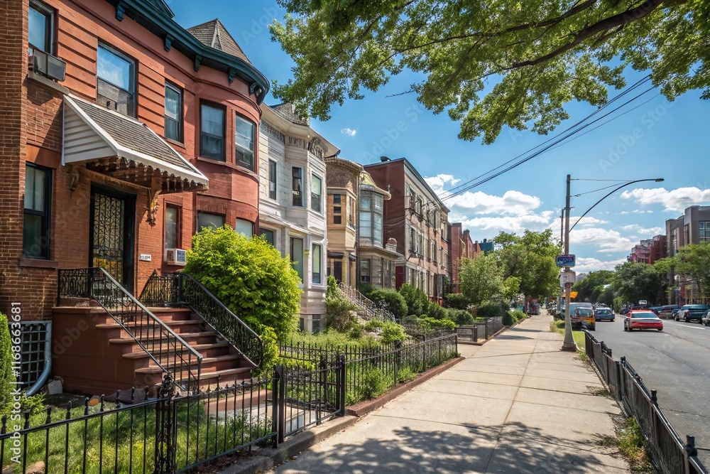 Astoria, Queens NYC: Sunny Day Landscape View of 114th Precinct Neighborhood Astoria, Queens NYC: Sunny Day Landscape View of 114th Precinct Neighborhood