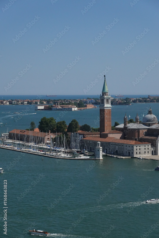 Fototapeta premium Bird's eye view of Venice on a clear summer day