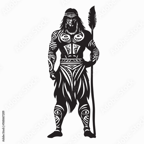 Maori Warrior Image vector. Illustration Maori Warrior Image isolated on white background.