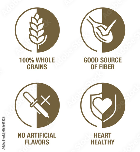 Icons set for breakfast cereals - decorative circle shapes