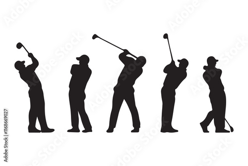 Golf player Set Silhouette Vector illustration 