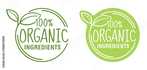Organic Ingredients label - leaves and words, in organic style
