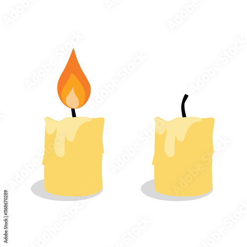 Burning candle isolated on white background