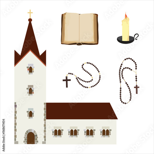Religion vector icon set isolated on white background
