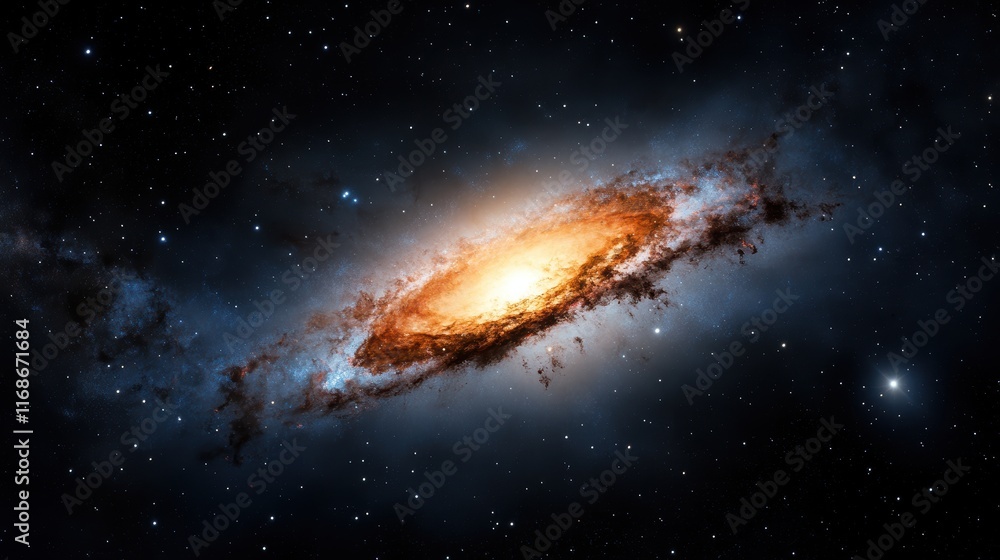 Fototapeta premium Stunning galactic spiral formation outer space astronomy image cosmic environment wide-angle view astrophysics concept