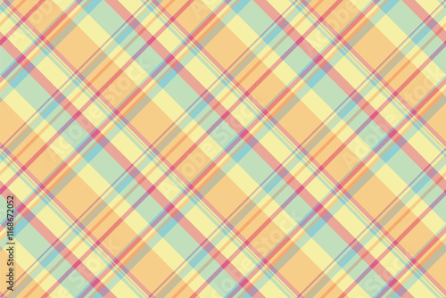 Quilted tartan texture check, crossed background pattern seamless. Valentine fabric textile plaid vector in light and red colors.