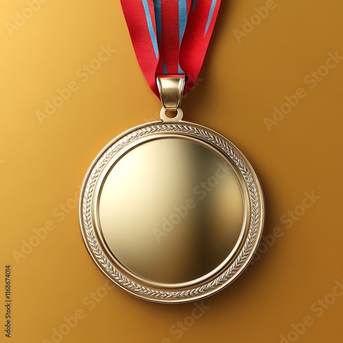 Obraz na płótnie Gold Medal with Red and Blue Ribbon Awaiting Award w salonie