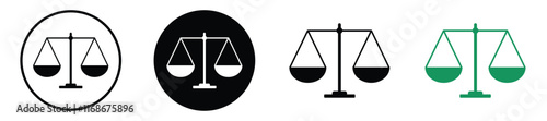 scale icon set. law sign. justice symbol. judicial scale icon.  weight scale. scale of justice. scale and law icon for app and website. vector illustration on transparent background