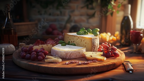 Elegant Cheese Board Isolated without Background for Culinary

 photo