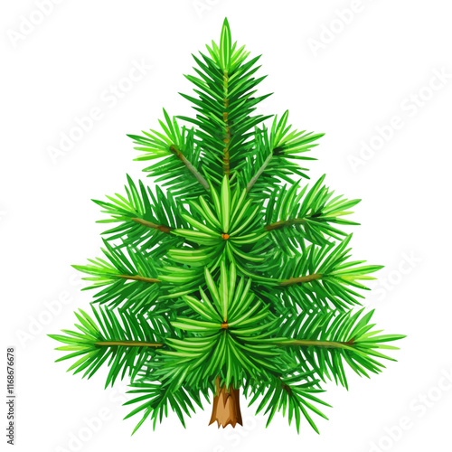 Green Christmas pine tree Isolated  white vector illustration (4)