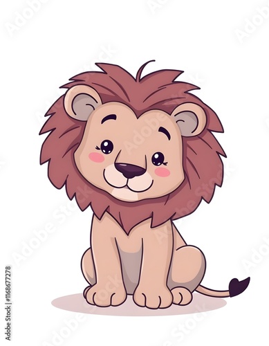 cute wild animal illustration lion sitting on plain white background vector design,stock illustration photo