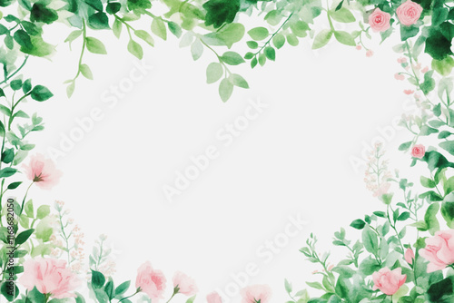 Elegant wedding invitation card background vector. Minimal hand painted watercolor botanical flowers texture template background. Design for wedding, vip cover, poster, rsvp moderncard.Valentine's Day
