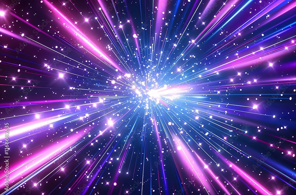 Abstract cosmic light rays burst, vibrant pink blue star sparkles, glowing energy beams. Abstract cosmic light rays burst, vibrant pink blue star sparkles, glowing energy beams.