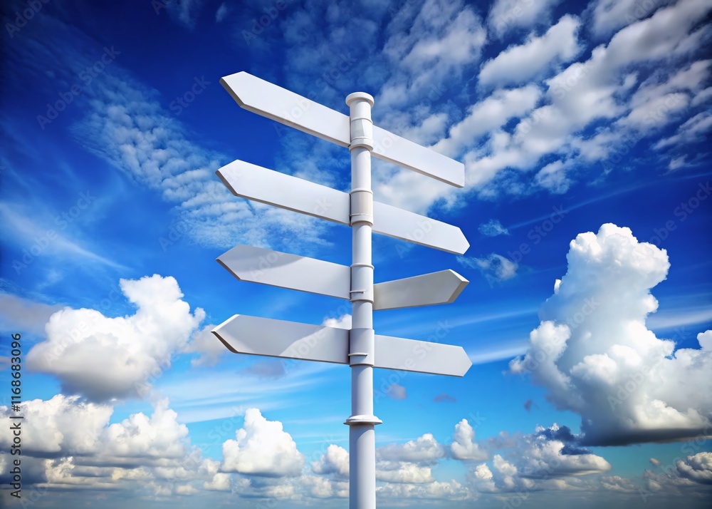 Choice, Direction, Navigation, Signpost, Sky - White Directional Arrow Sign Against Blue Sky Choice, Direction, Navigation, Signpost, Sky - White Directional Arrow Sign Against Blue Sky