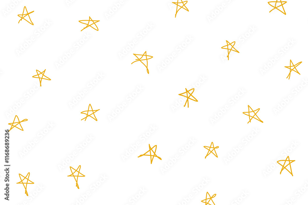 Star doodle pattern png, transparent background, yellow cute design Star doodle pattern png, transparent background, yellow cute design