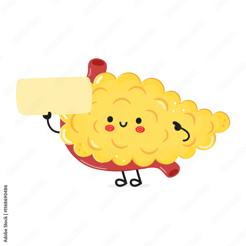 Cute funny Pancreas poster character. Vector hand drawn cartoon kawaii character illustration. Isolated white background. Pancreas poster Cute funny Pancreas poster character. Vector hand drawn cartoon kawaii character illustration. Isolated white background. Pancreas poster