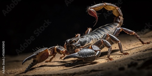 Close-up Portrait of a Mexican Scorpion, Detailed Texture and Intense Gaze photo