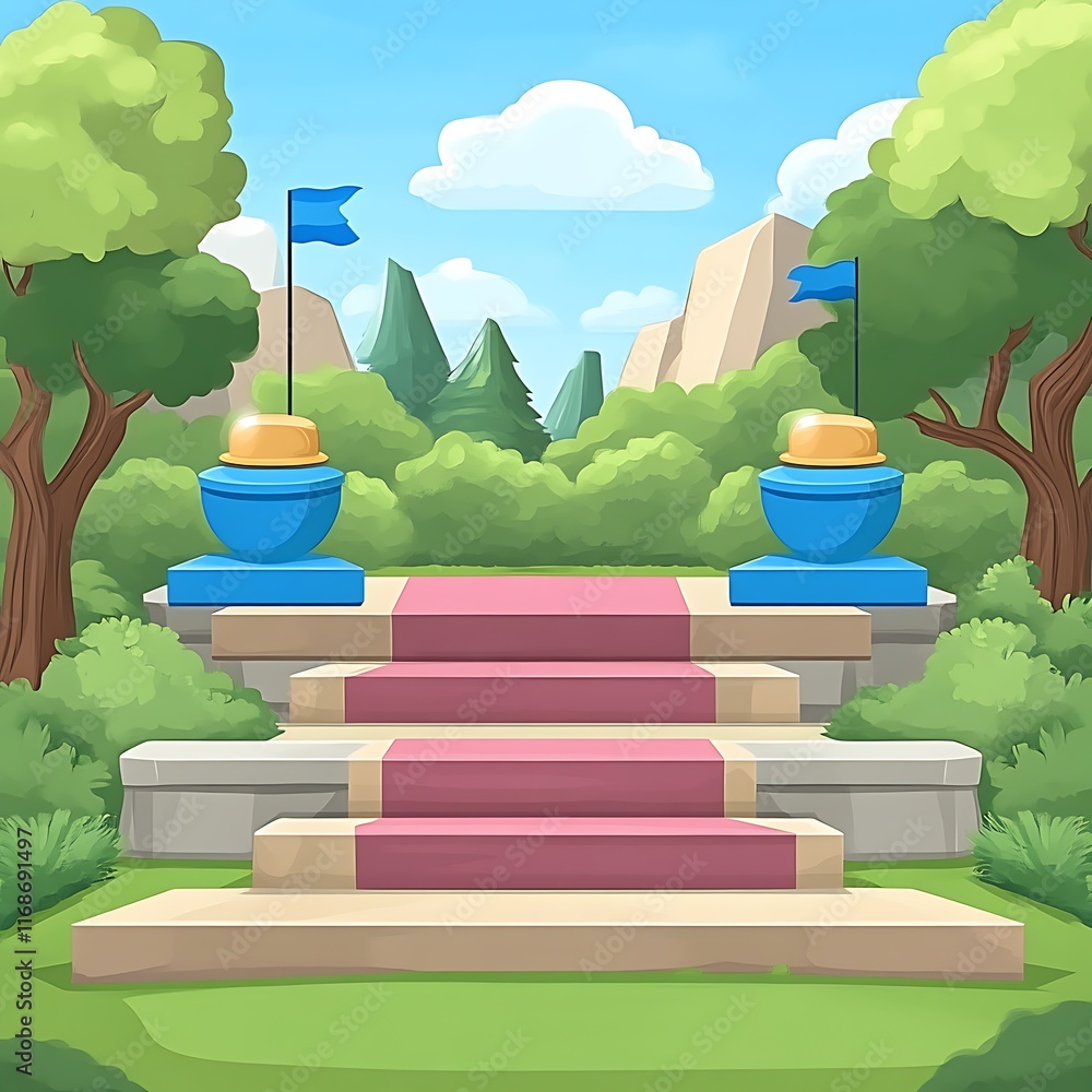 Stone Steps Lead to Scenic Mountain View