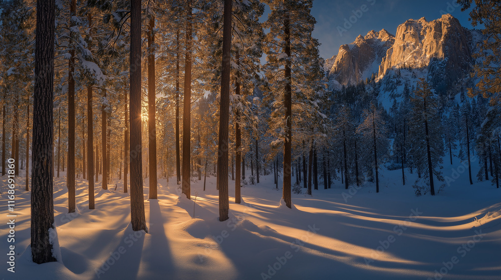 Fototapeta premium Enchanted Winter Forest in the Mountains