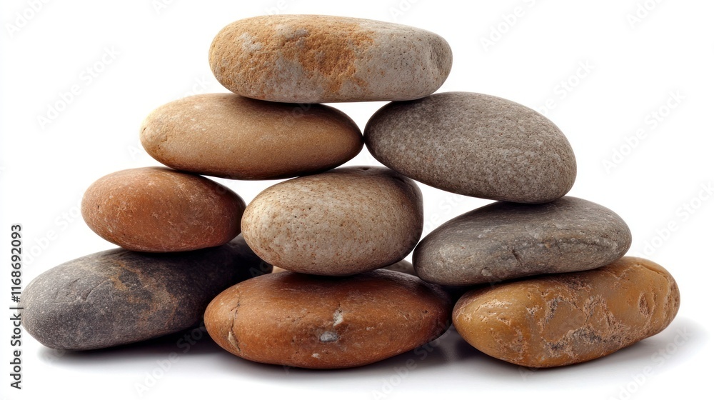 Stack of smooth, colorful stones isolated on white background. Stack of smooth, colorful stones isolated on white background.