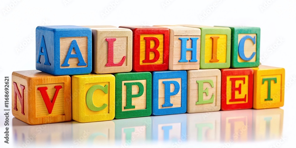 Colorful ABC Blocks Isolated on White Background - Perfect for Educational Resources Colorful ABC Blocks Isolated on White Background - Perfect for Educational Resources