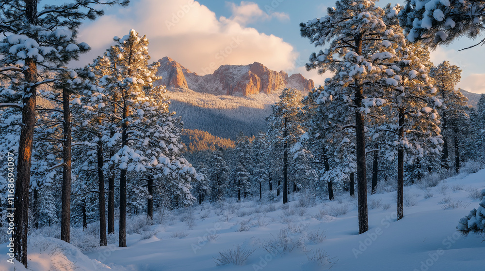 Fototapeta premium Enchanted Winter Forest in the Mountains