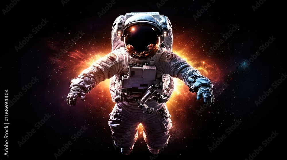 Astronaut floating in space amidst cosmic explosion sci-fi art digital illustration outer space dramatic perspective Astronaut floating in space amidst cosmic explosion sci-fi art digital illustration outer space dramatic perspective