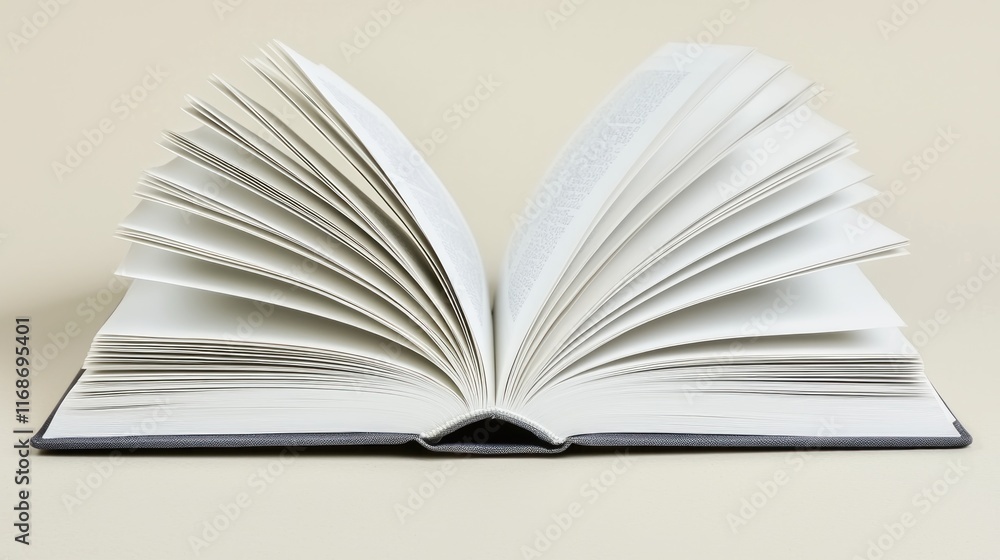 An open book displaying blank pages, inviting creativity and writing. An open book displaying blank pages, inviting creativity and writing.