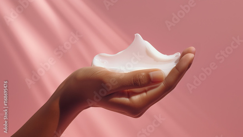 hand holding cream lotion photo