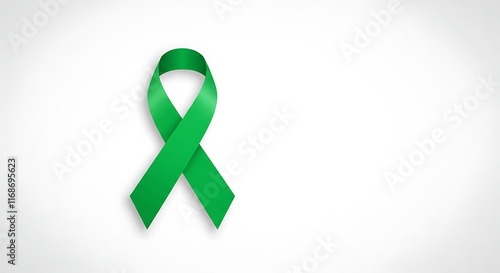 Green Awareness Ribbon on White Background photo