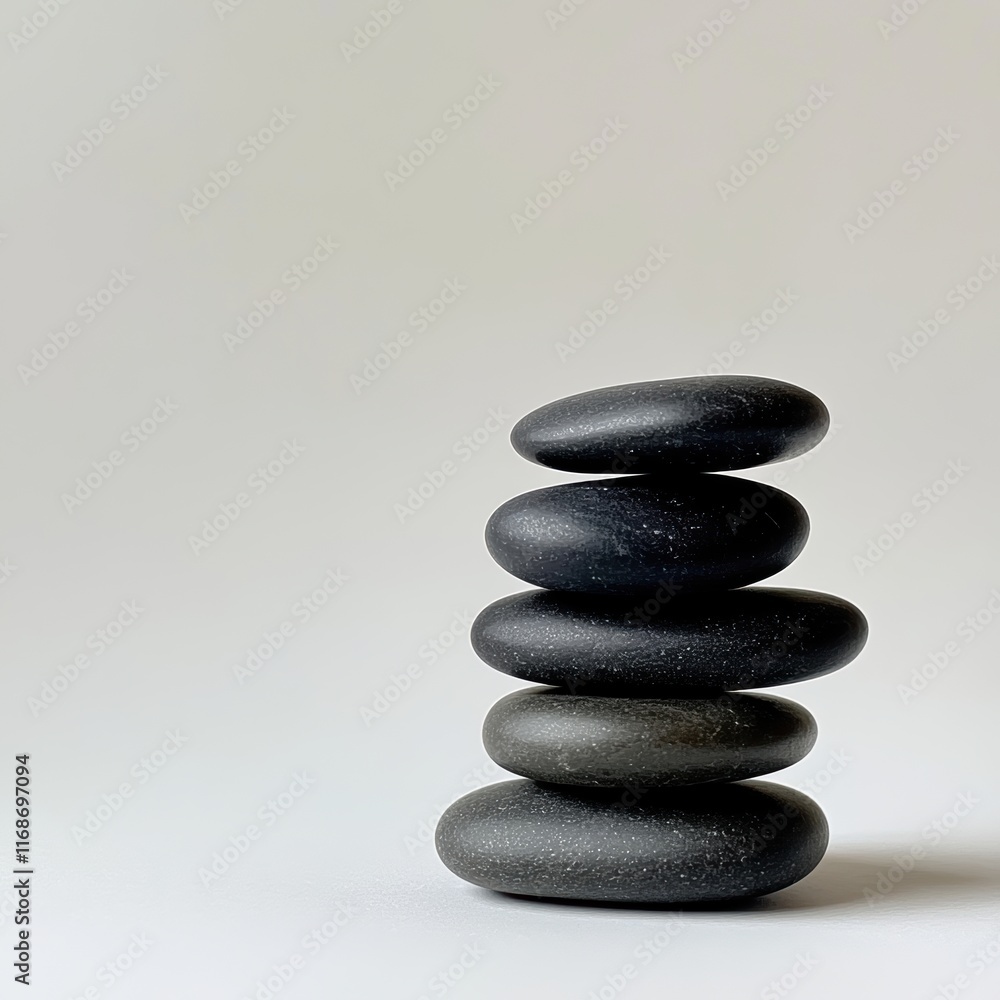 A minimalist stack of smooth black stones displayed against a neutral background, symbolizing balance and tranquility. A minimalist stack of smooth black stones displayed against a neutral background, symbolizing balance and tranquility.