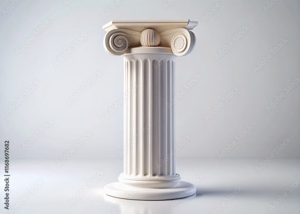 Isolated White Greek Column, Classic Architecture, Ancient Greece, Marble Column, Clean Background Isolated White Greek Column, Classic Architecture, Ancient Greece, Marble Column, Clean Background