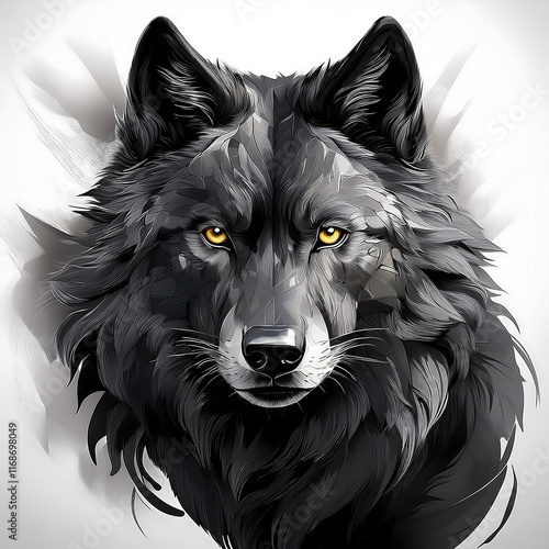 black wolves head illsutration