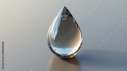 Droplet of water depicted in 3D render on a transparent background.  photo