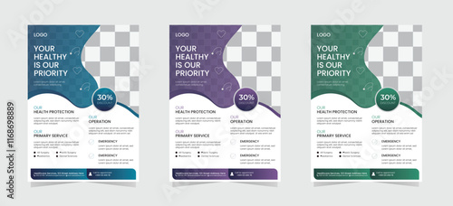 Corporate modern simple medial flyer or poster design templates. A4 size. For print.
