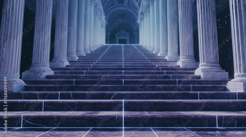 Futuristic Fusion: AI-Infused Steps Leading to a Heritage Building in a Cinematic Ultra-Detailed Scene Futuristic Fusion: AI-Infused Steps Leading to a Heritage Building in a Cinematic Ultra-Detailed Scene