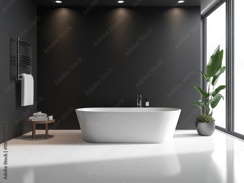 Modern Minimalist Bathroom Featuring Freestanding Tub Modern Minimalist Bathroom Featuring Freestanding Tub