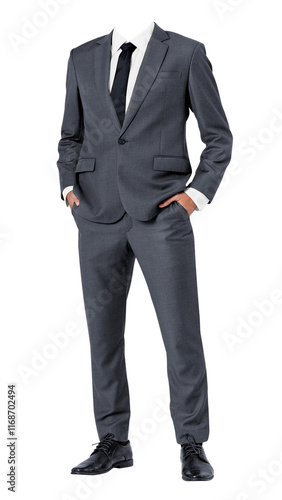 Konstfotografi Headless businessman png sticker, full body cut out on transparent background