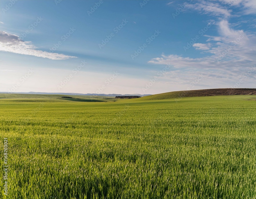 Fototapeta premium Wide and expansive spaces featuring elements like a wide horizon, open field, and panoramic view representing vastness, freedom, and open spaces.