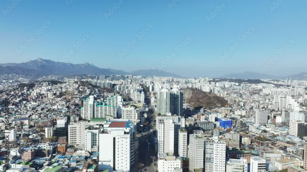 Aerial View of Seoul city in South Korea, Dongdaemun Design Plaza, DDP, Winter Aerial View of Seoul city in South Korea, Dongdaemun Design Plaza, DDP, Winter