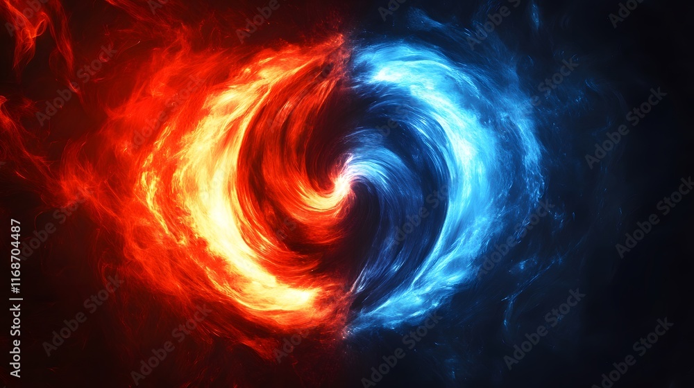 Obraz premium Abstract swirling fire and ice cosmic artwork